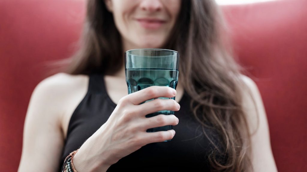 a glass of fresh water